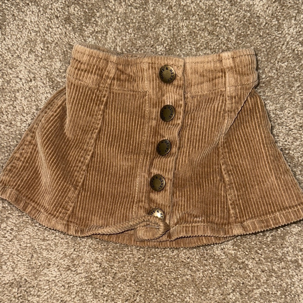 Kids Corduroy Button Skirt in Tan
